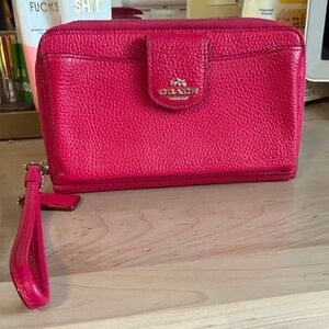 Coach Vibrant Red Leather Wristlet